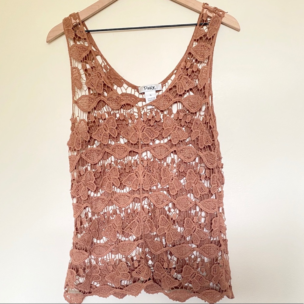 Pinky Crochet Lace Tank